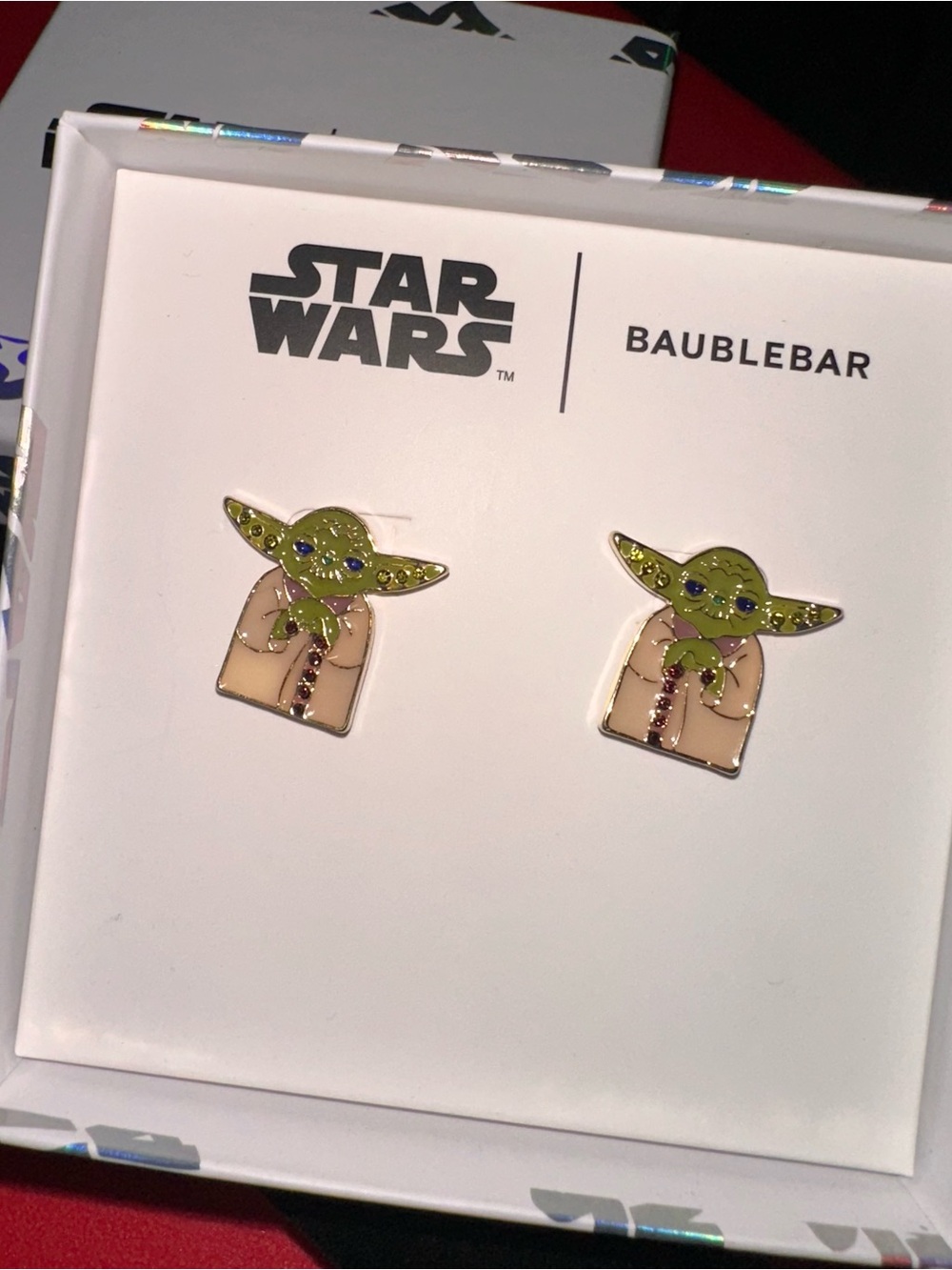 BaubleBar Green & Cream Grogu Enamel Stud Earrings